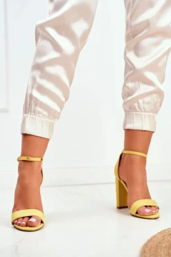 Best Sandały Damskie Na Słupku Zamszowe Żółte Anastasie Damskie Sandały Na Obcasie