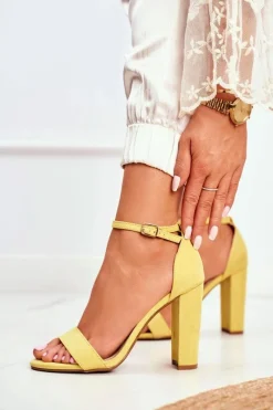 Best Sandały Damskie Na Słupku Zamszowe Żółte Anastasie Damskie Sandały Na Obcasie
