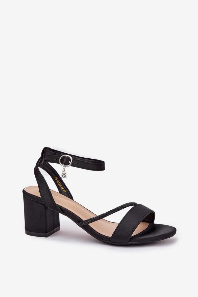 Clearance Buty damskie Vinceza Sandały Damskie Na Słupku Z Cyrkoniami Vinceza 20268 Czarne Czarny