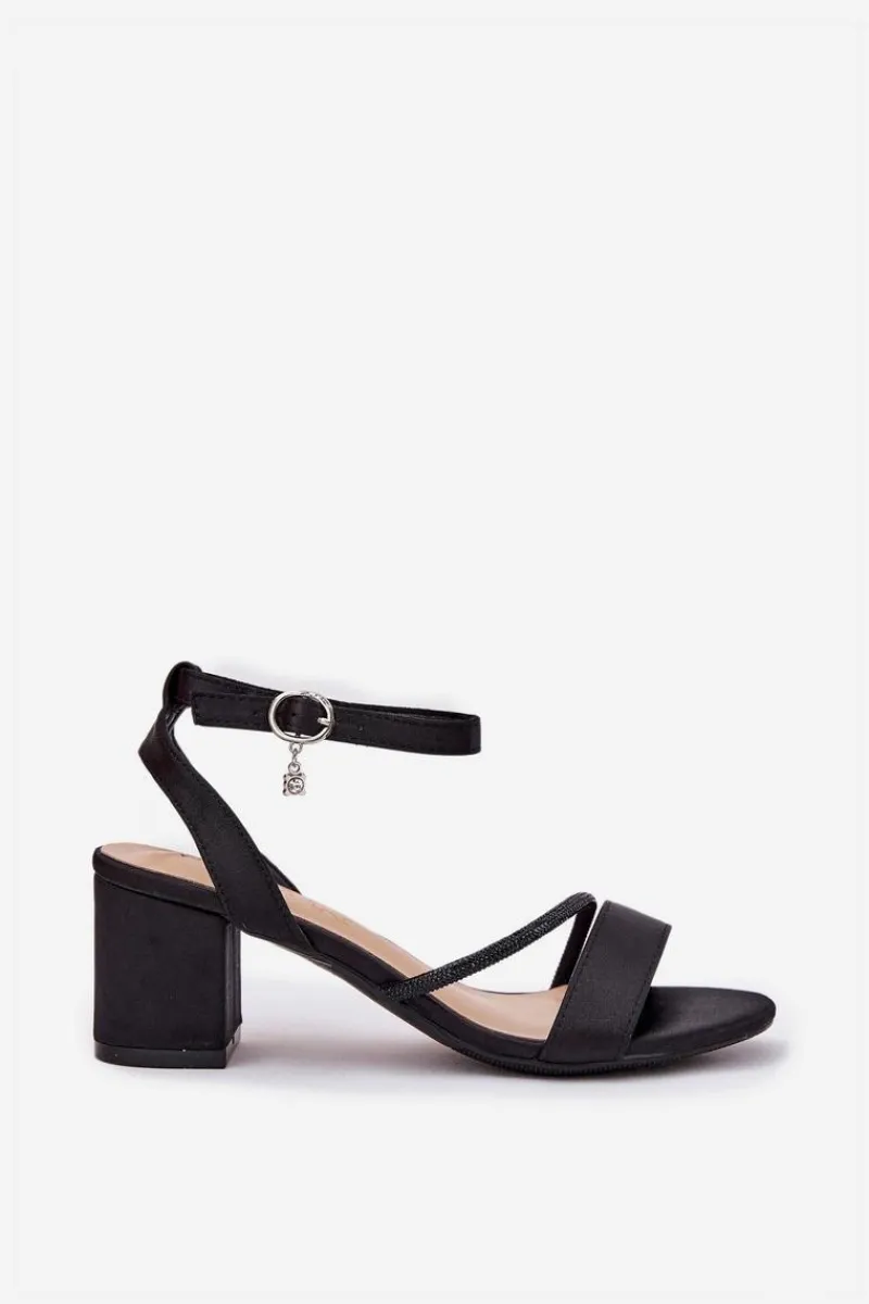 Clearance Buty damskie Vinceza Sandały Damskie Na Słupku Z Cyrkoniami Vinceza 20268 Czarne Czarny