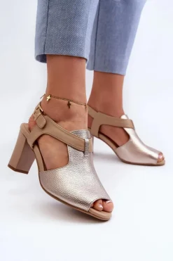 Sandały Na Słupku|Sandały Na Obcasie><noscript><img width=