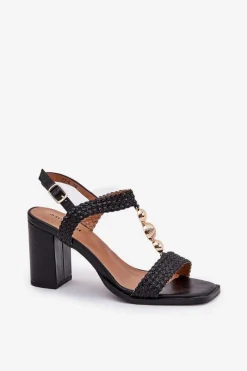 Sandały Na Słupku|Sandały Na Obcasie><noscript><img width=