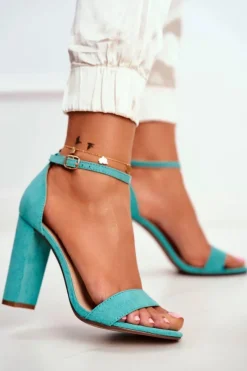 Boto Sandały Damskie Na Słupku Zamszowe Zielone Anastasie