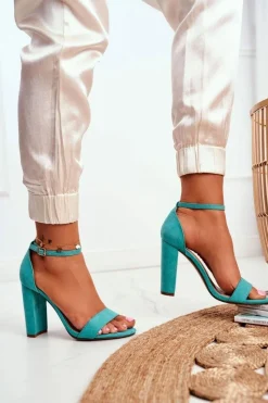 Boto Sandały Damskie Na Słupku Zamszowe Zielone Anastasie