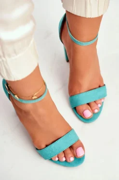 Boto Sandały Damskie Na Słupku Zamszowe Zielone Anastasie