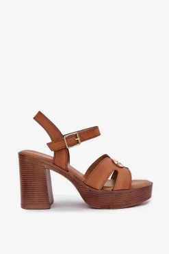 Sandały Na Słupku|Sandały Na Obcasie><noscript><img width=