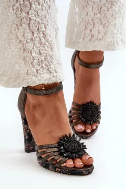 Sandały Na Słupku|Sandały Na Obcasie><noscript><img width=