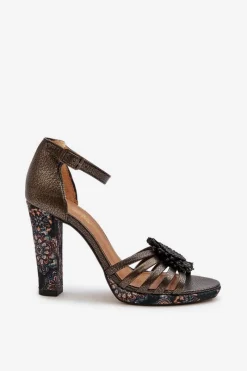 Sandały Na Słupku|Sandały Na Obcasie><noscript><img width=