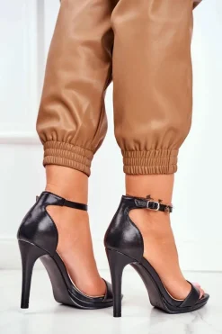 Sandały Damskie Na Szpilce Czarne Frenzy Damskie Sandały Na Obcasie