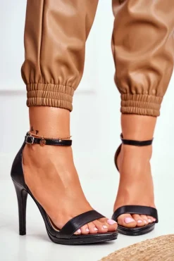 Sandały Damskie Na Szpilce Czarne Frenzy Damskie Sandały Na Obcasie