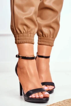 Sandały Damskie Na Szpilce Czarne Frenzy Damskie Sandały Na Obcasie