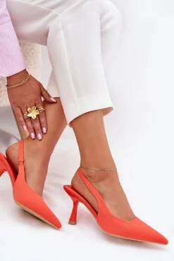 Online Sandały Damskie Na Szpilce Pomarańczowe Lunira Damskie Sandały Na Obcasie|Czółenka Klasyczne