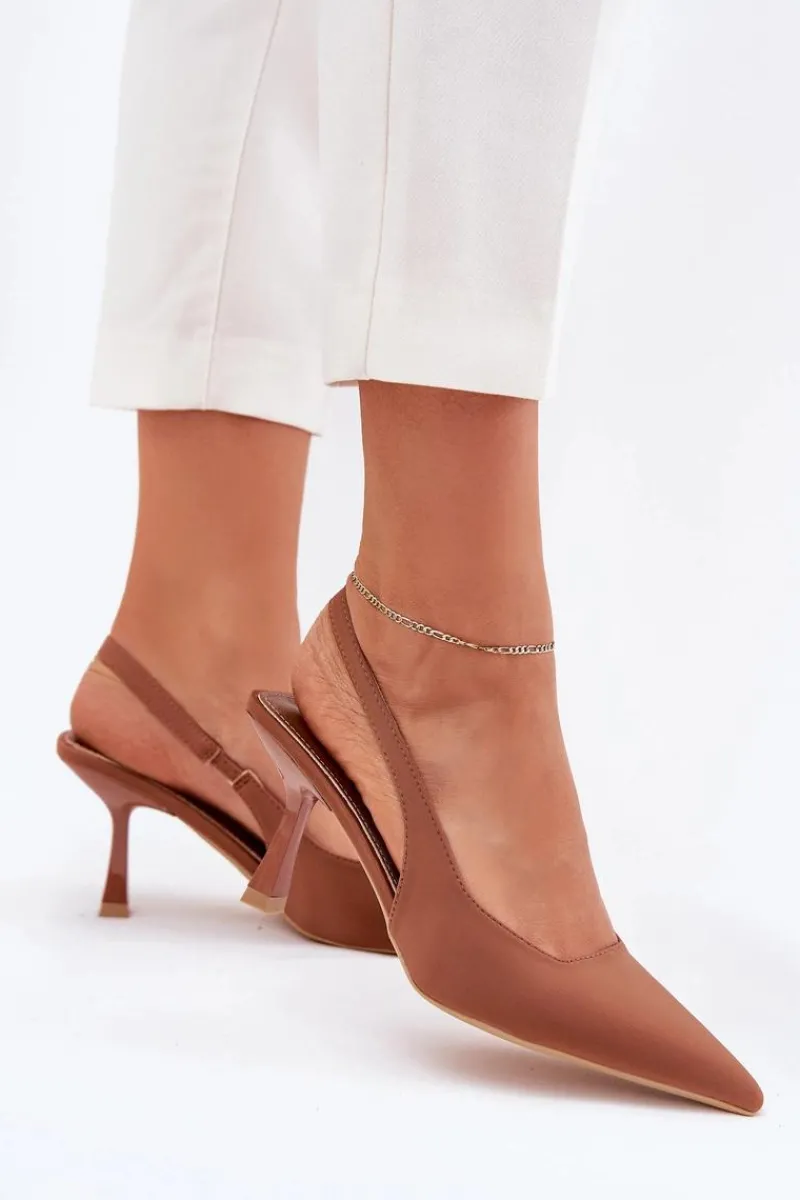 Sale Sandały Damskie Na Szpilce Camel Lunira Damskie Sandały Na Obcasie|Czółenka Klasyczne
