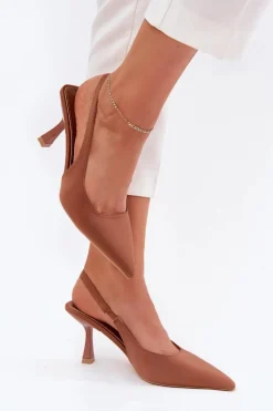 Sale Sandały Damskie Na Szpilce Camel Lunira Damskie Sandały Na Obcasie|Czółenka Klasyczne