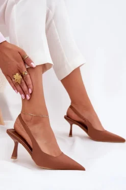 Sale Sandały Damskie Na Szpilce Camel Lunira Damskie Sandały Na Obcasie|Czółenka Klasyczne
