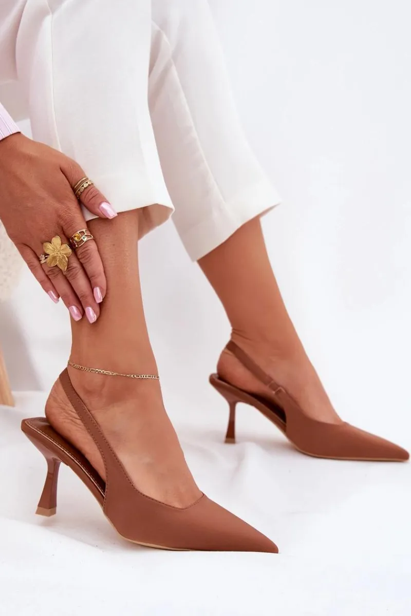 Sale Sandały Damskie Na Szpilce Camel Lunira Damskie Sandały Na Obcasie|Czółenka Klasyczne