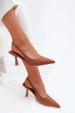 Sale Sandały Damskie Na Szpilce Camel Lunira Damskie Sandały Na Obcasie|Czółenka Klasyczne