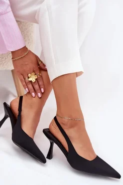 Online Boto Sandały Damskie Na Szpilce Czarne Lunira Czarny