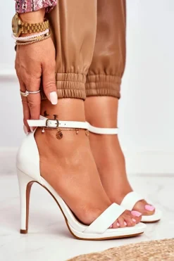 Sale Boto Sandały Damskie Na Szpilce Biały Frenzy