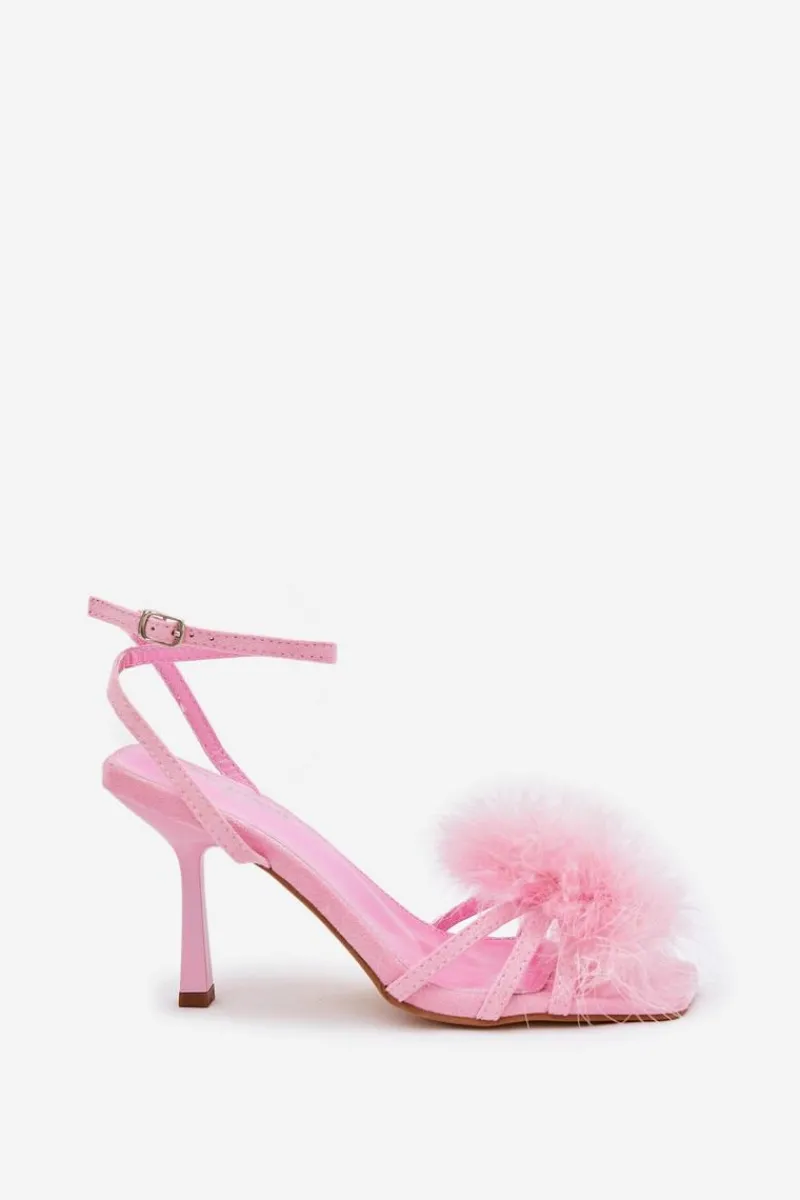 Sandały Na Obcasie>Boto Sandały Damskie Na Szpilce Z Piórami Różowe Xaliope