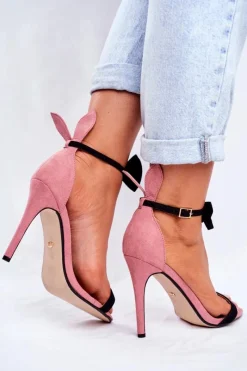 Clearance Boto Sandały Damskie Na Szpilce Królicze Uszka Różowe Honey Bunny