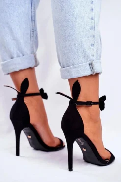 Sandały Na Obcasie>Boto Sandały Damskie Na Szpilce Królicze Uszka Czarne Honey Bunny