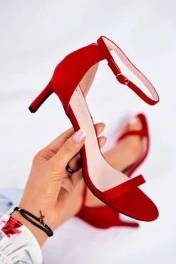 Sandały Na Obcasie>Boto Sandały Damskie Na Szpilce Klasyczne Czerwone Mintore