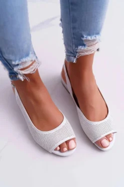 Best Buty Sergio Leone Sandały Damskie Płaski Obcas Sergio Leone SK809 Srebrne Skaldo