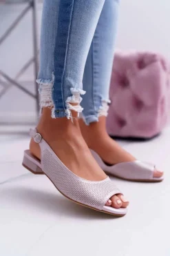 Best Sandały Damskie Płaski Obcas Sergio Leone SK809 Różowe Skaldo Damskie Sandały Płaskie