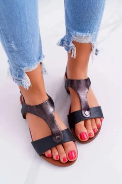 Sandały Płaskie><noscript><img width=