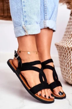 Sandały Płaskie><noscript><img width=