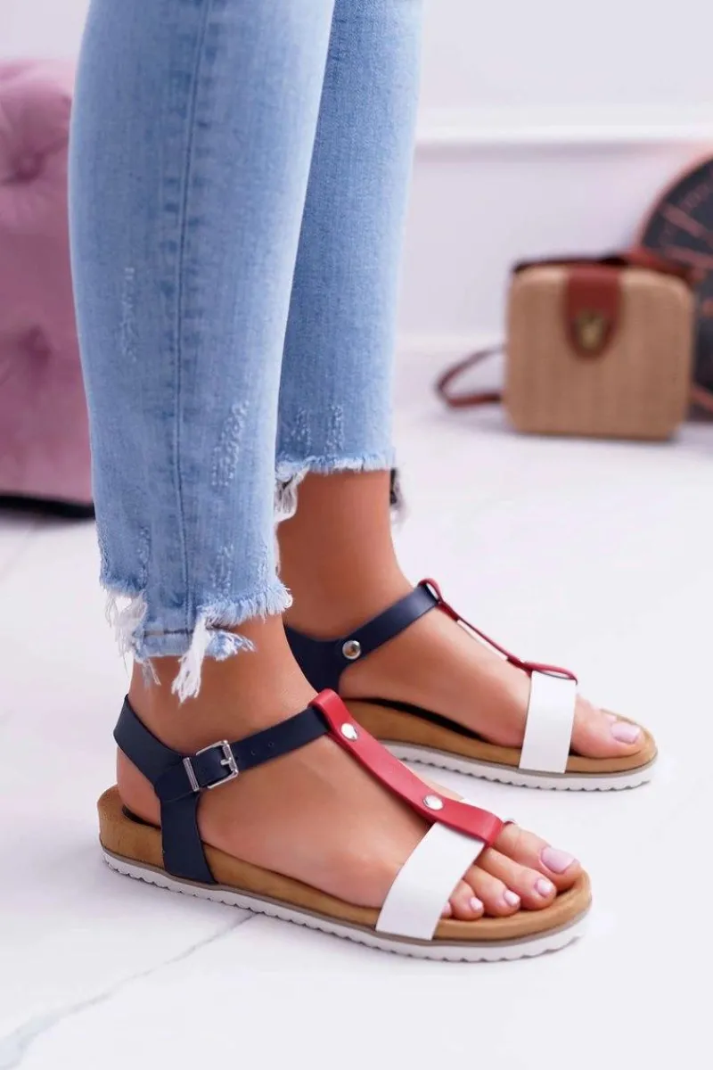 Sandały Płaskie>Evento Sandały Damskie Płaskie Profilowane 8SD35-0306 Kolorowe Dubi