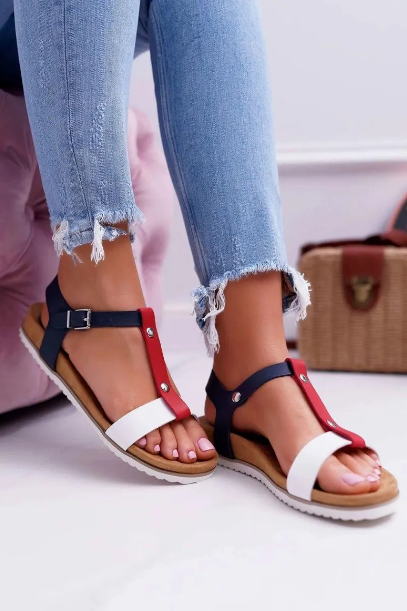 Sandały Płaskie>Evento Sandały Damskie Płaskie Profilowane 8SD35-0306 Kolorowe Dubi