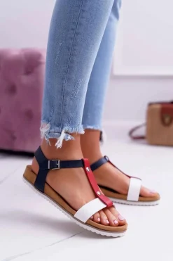 Sandały Płaskie><noscript><img width=