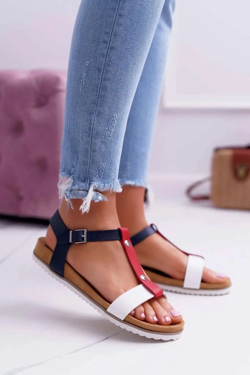 Sandały Płaskie>Evento Sandały Damskie Płaskie Profilowane 8SD35-0306 Kolorowe Dubi