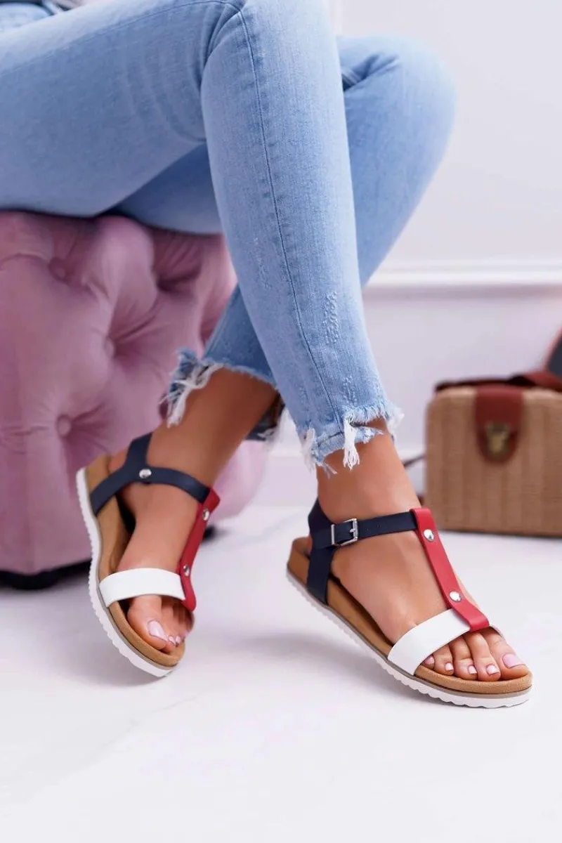 Sandały Płaskie>Evento Sandały Damskie Płaskie Profilowane 8SD35-0306 Kolorowe Dubi