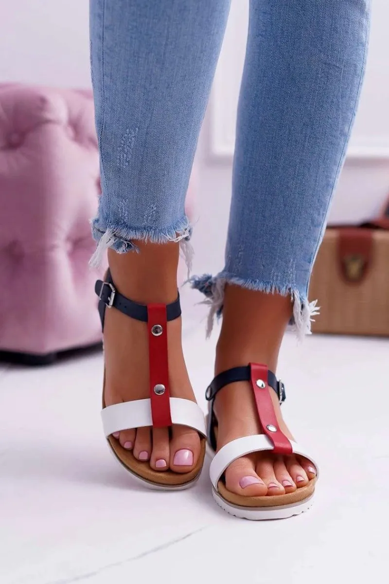 Sandały Płaskie>Evento Sandały Damskie Płaskie Profilowane 8SD35-0306 Kolorowe Dubi