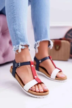 Sandały Płaskie><noscript><img width=