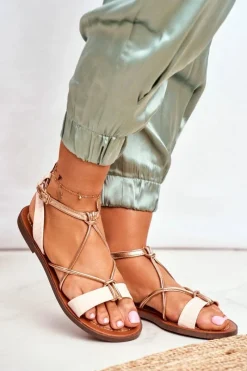 Sandały Płaskie><noscript><img width=