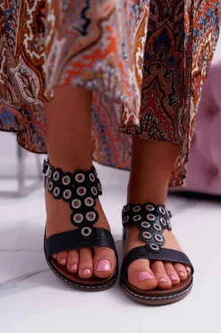 Sandały Płaskie><noscript><img width=