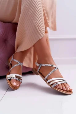 Sandały Płaskie><noscript><img width=