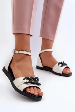 Sandały Płaskie>Buty damskie Vinceza Sandały Damskie Płaskie Z Łańcuchem Vinceza 17320 Białe