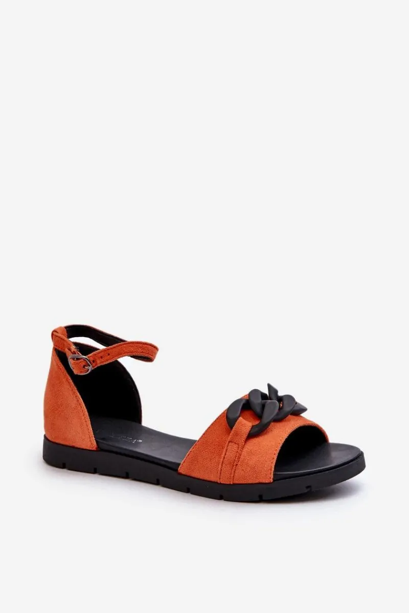 Sandały Płaskie>Buty damskie Vinceza Sandały Damskie Płaskie Z Łańcuchem Vinceza 17320 Pomarańczowe