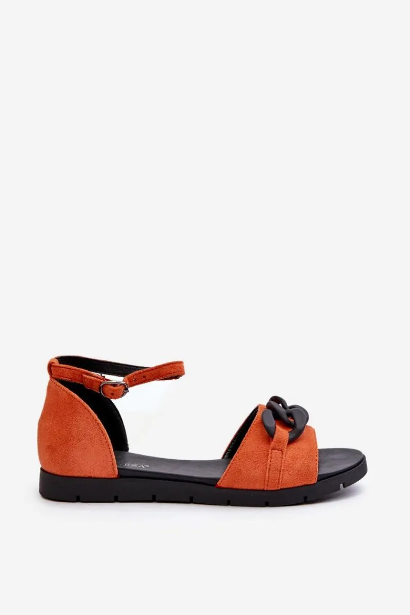 Sandały Płaskie>Buty damskie Vinceza Sandały Damskie Płaskie Z Łańcuchem Vinceza 17320 Pomarańczowe