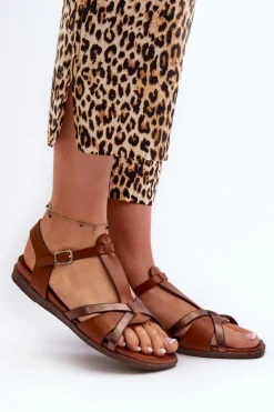 Sandały Płaskie><noscript><img width=