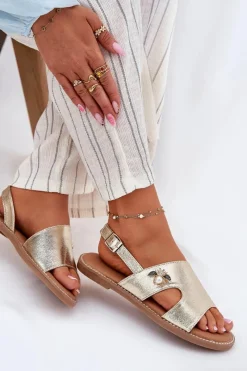 Sandały Płaskie><noscript><img width=