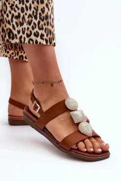 Sandały Płaskie><noscript><img width=