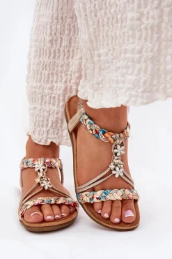 Sandały Płaskie><noscript><img width=