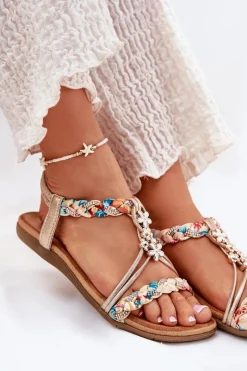 Sandały Płaskie><noscript><img width=