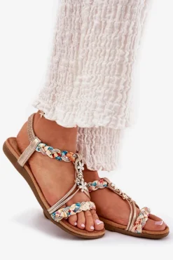 Sandały Płaskie><noscript><img width=